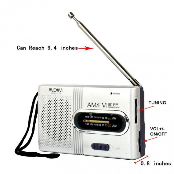 Indin Bc-R21 Am / Fm迷你便攜式伸縮天線收音機口袋揚聲器